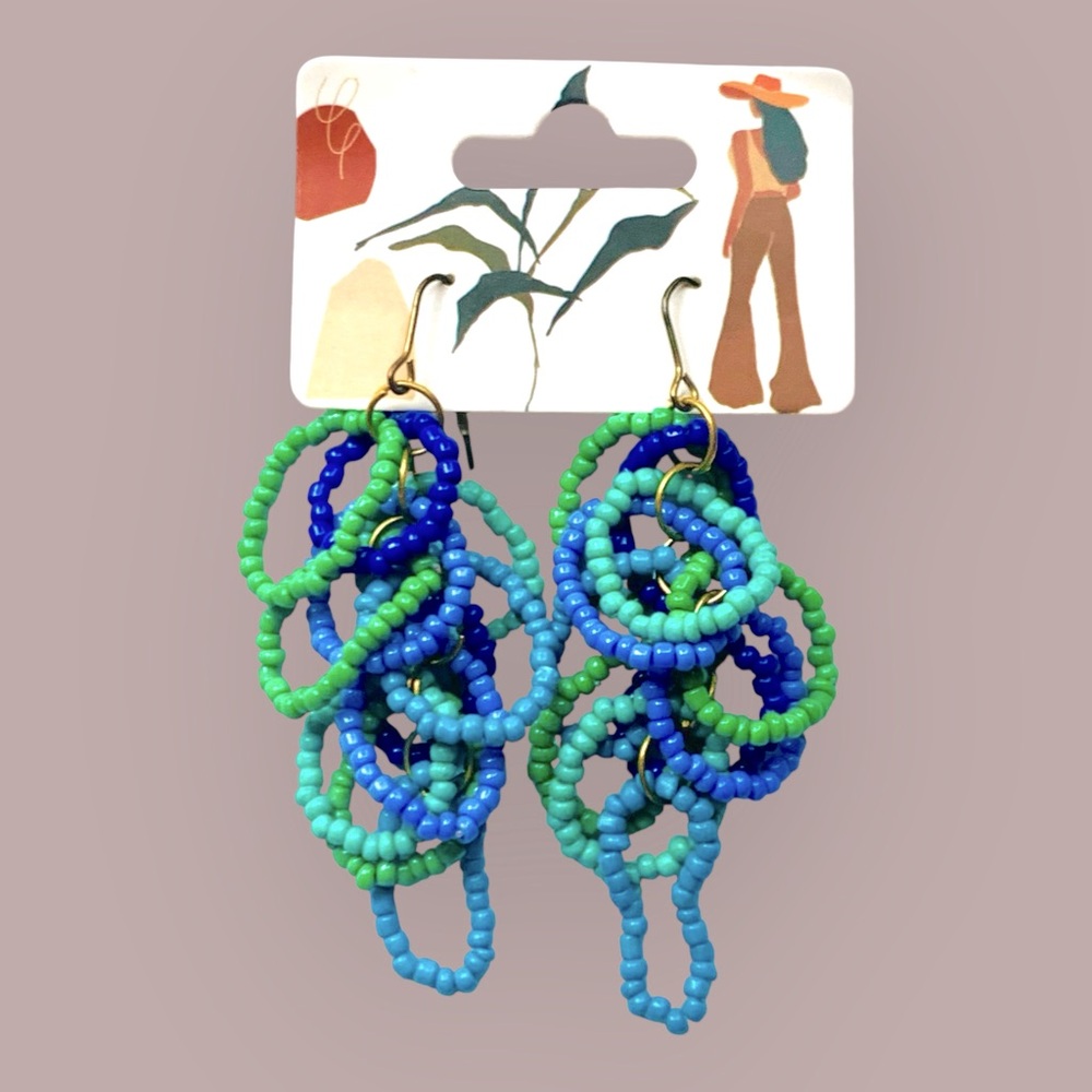 Colorful Beaded Loop Earrings - Picture 2 of 3